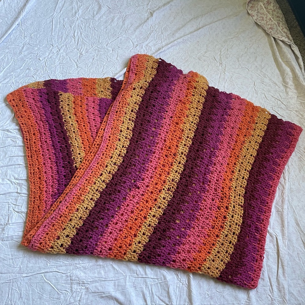 Colorful Striped Crochet Blanket